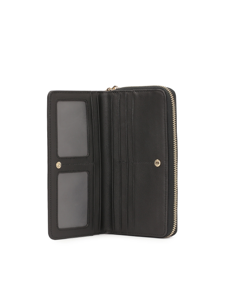 Portafoglio grande in vernice nera con design in rilievo ROLETTE