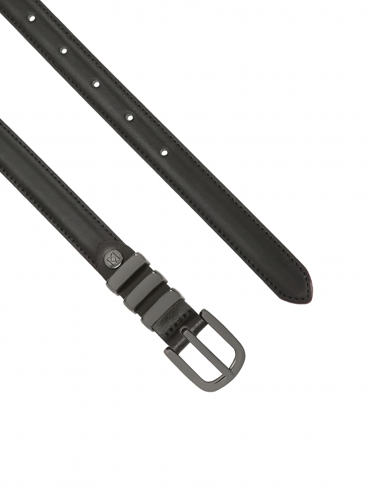 Cintura stretta nera con fibbia in metallo color canna di fucile VITRA