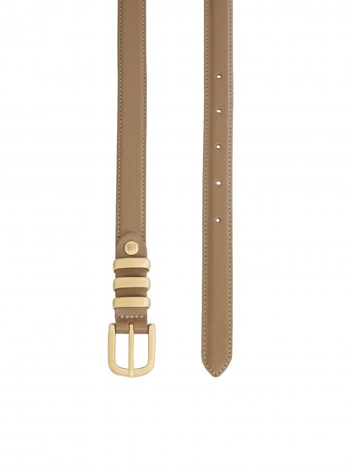 Cintura stretta in pelle color tortora VITRA