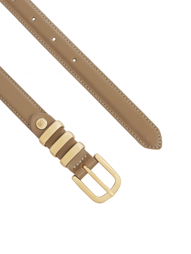 Cintura stretta in pelle color tortora VITRA