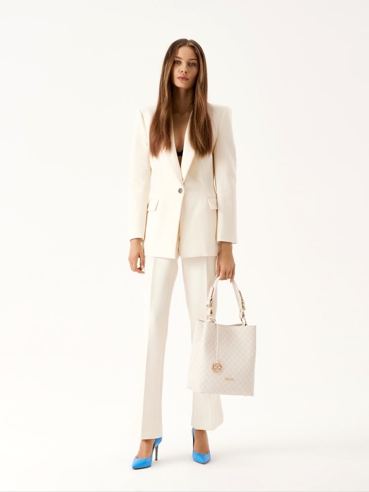 Borsa in pelle con stampa beige VICTORIA