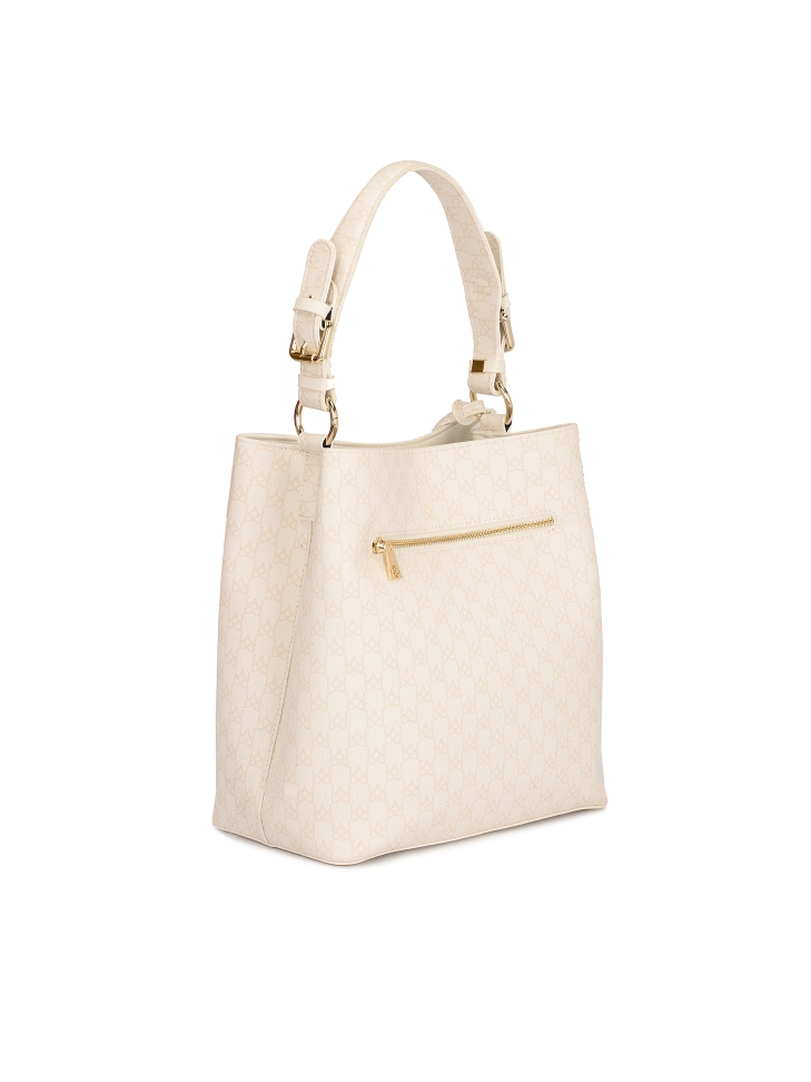 Borsa in pelle con stampa beige VICTORIA