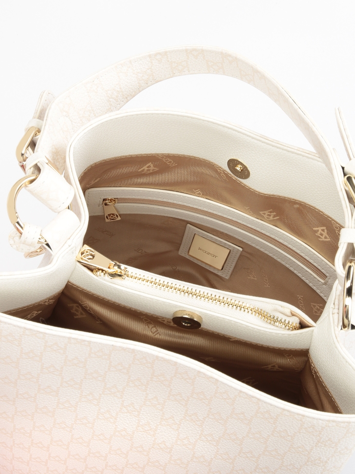 Borsa in pelle con stampa beige VICTORIA