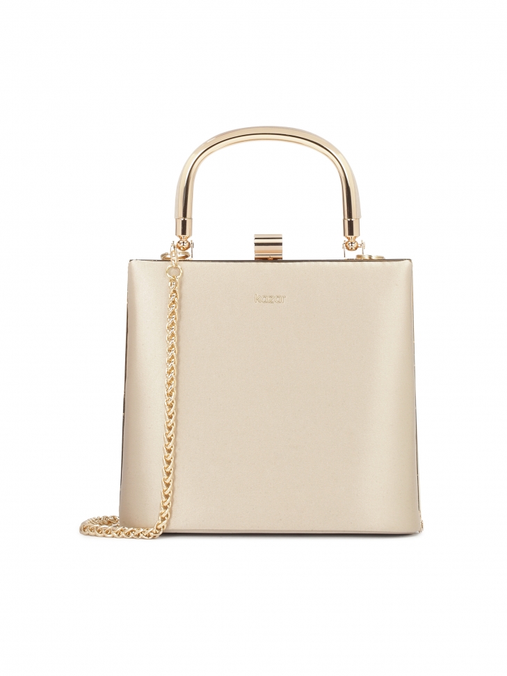 Squisita borsa beige con ghiere dorate BELLATRIX