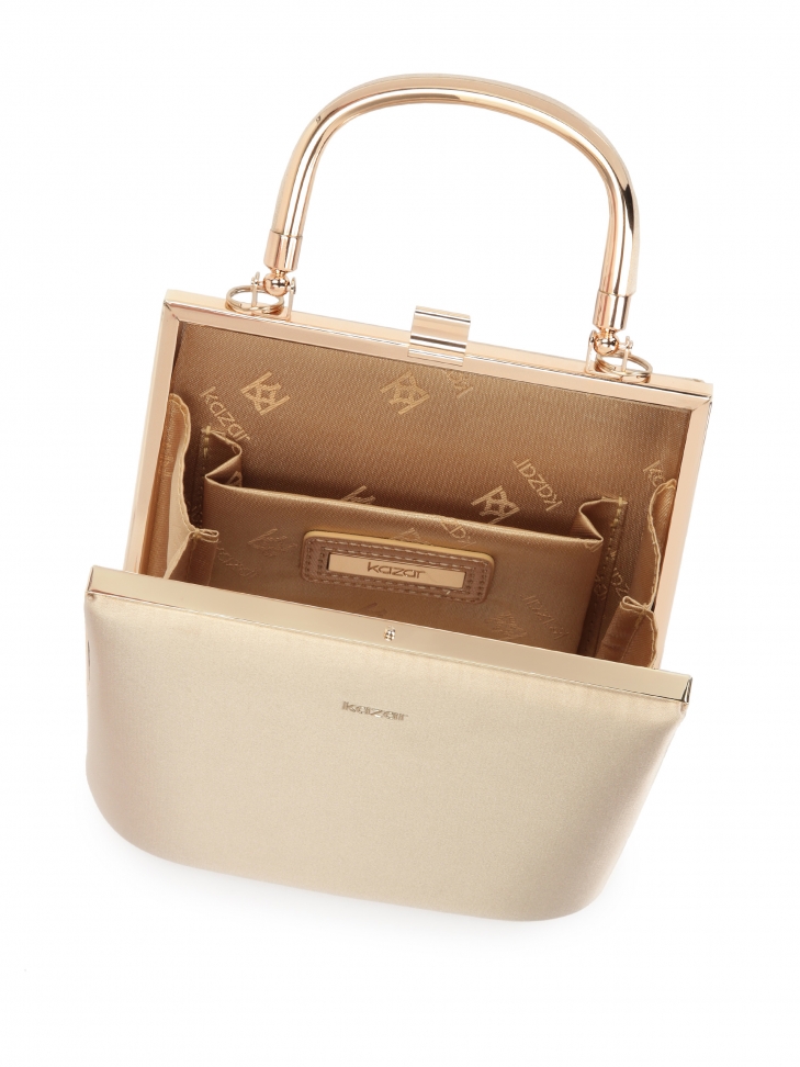 Squisita borsa beige con ghiere dorate BELLATRIX