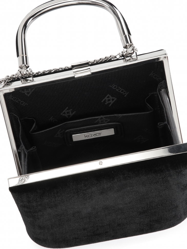 Classica borsa da sera rigida con manico in metallo BELLATRIX