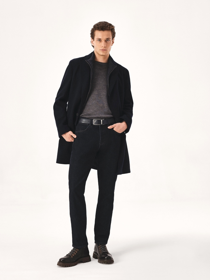 Cintura reversibile da uomo marrone e blu navy TIGAR