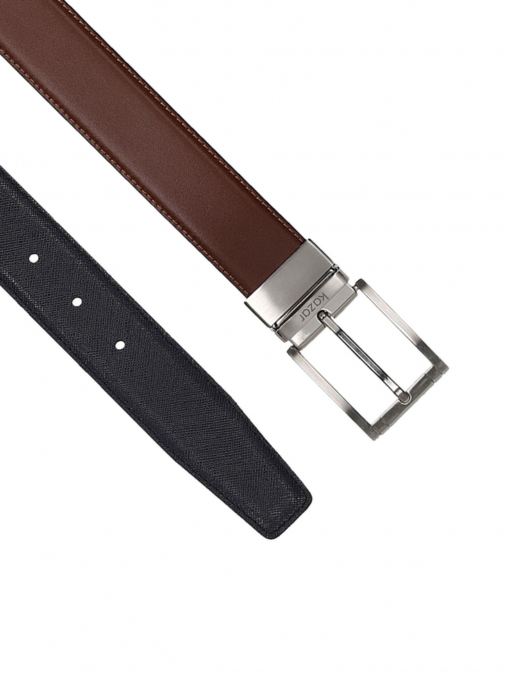 Cintura reversibile da uomo marrone e blu navy TIGAR