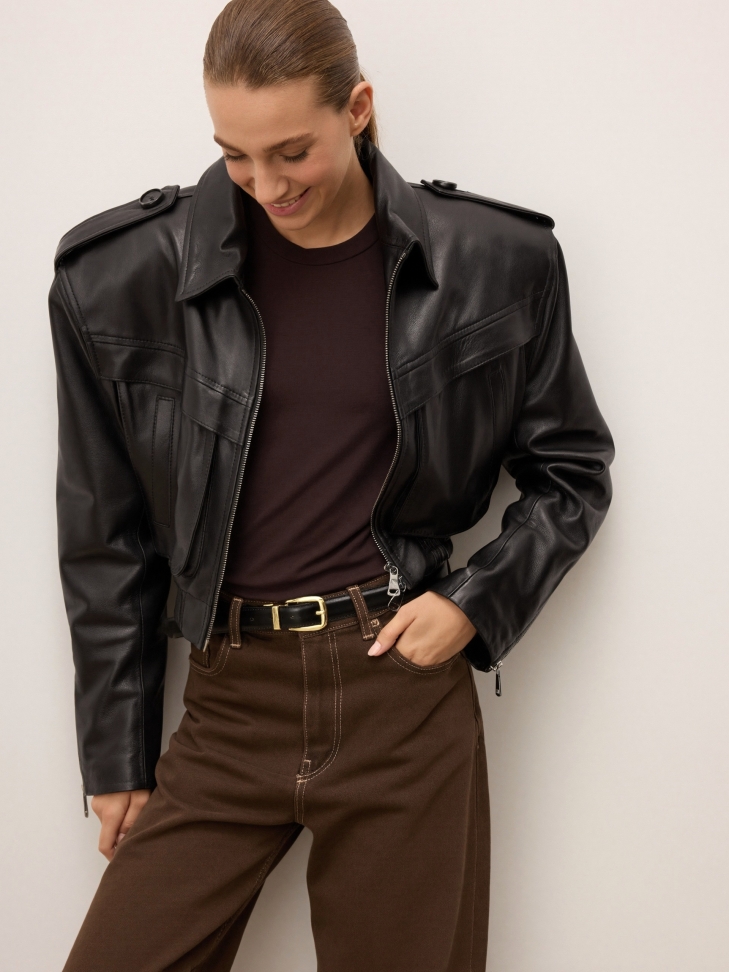 Cintura da donna in pelle double-face con dettagli in oro MILL