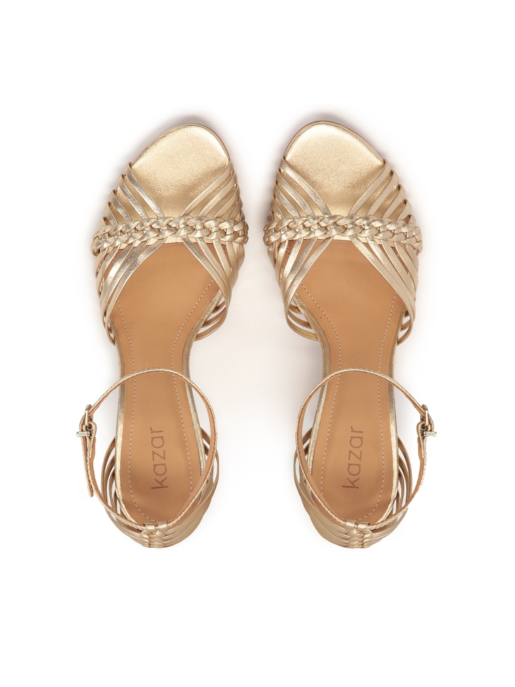 Sandali dorati con cinturini intrecciati FREESIA