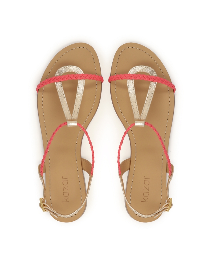 Sandali piatti in pelle rosa e oro CITRINE