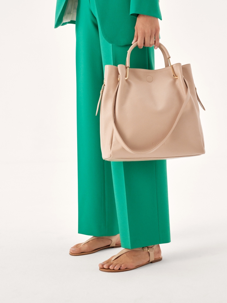 Borsa in pelle con manici in metallo ALEXANDRIA