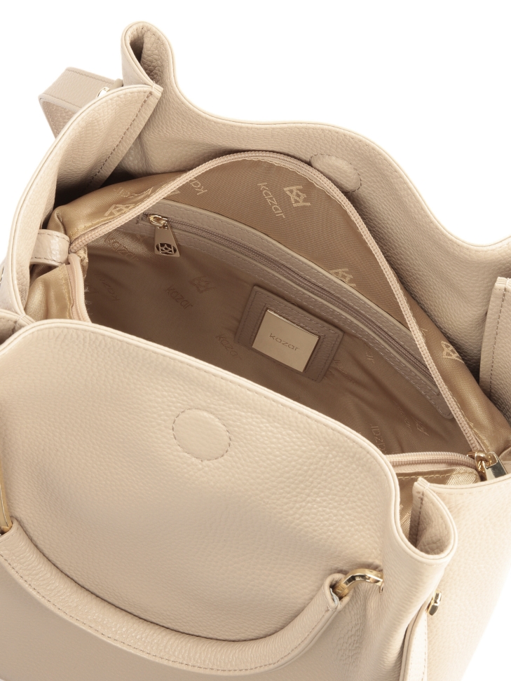 Borsa in pelle con manici in metallo ALEXANDRIA