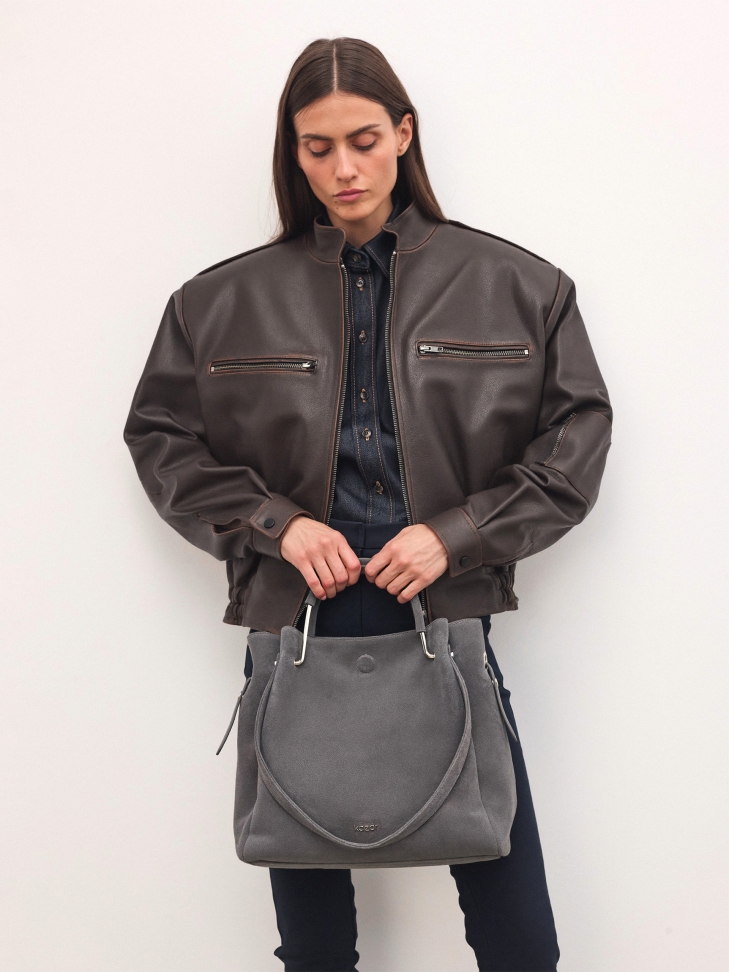 Borsa grigia con due tipi di manici ALEXANDRIA