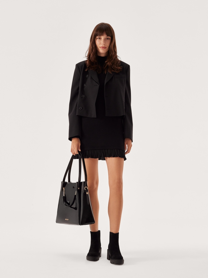 Borsa in vernice nera con manici in metallo ALEXANDRIA