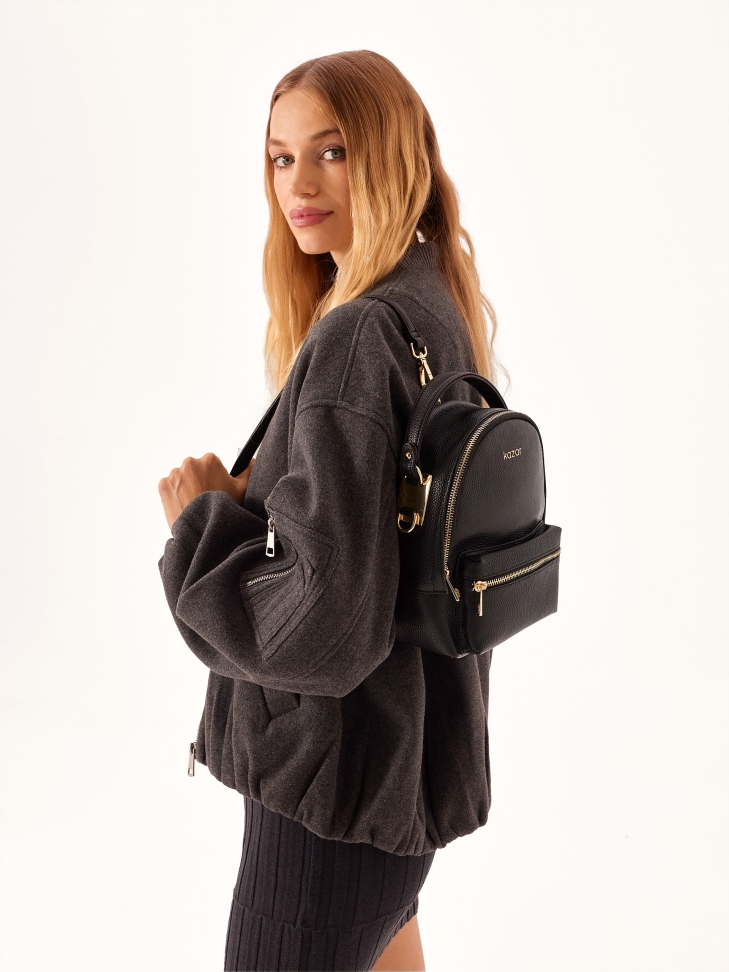 Zaino 2 in 1 in pelle nera HEMERA