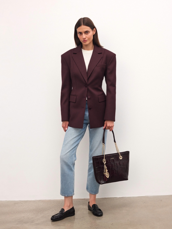 Elegante borsa bordeaux con motivo in rilievo JASMINE