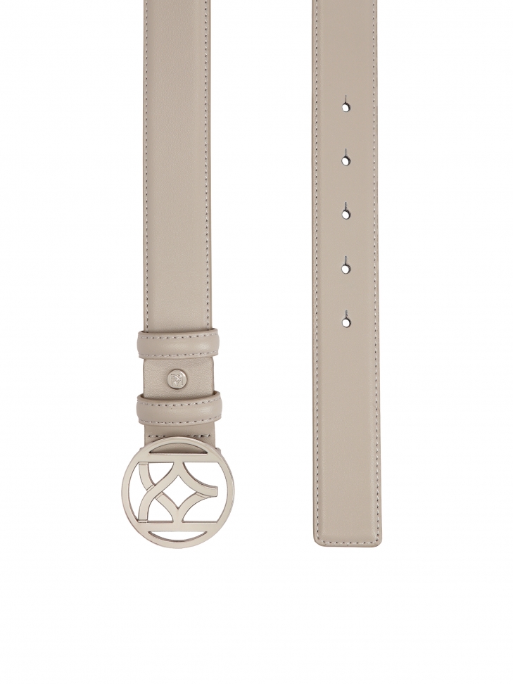 Cintura in pelle grigia con fibbia rotonda MANITA