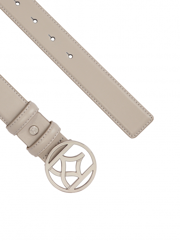 Cintura in pelle grigia con fibbia rotonda MANITA