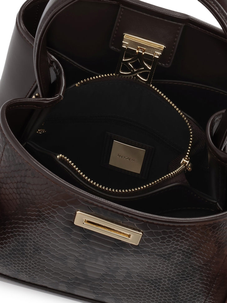 Borsa marrone con motivo a serpente LAURIE