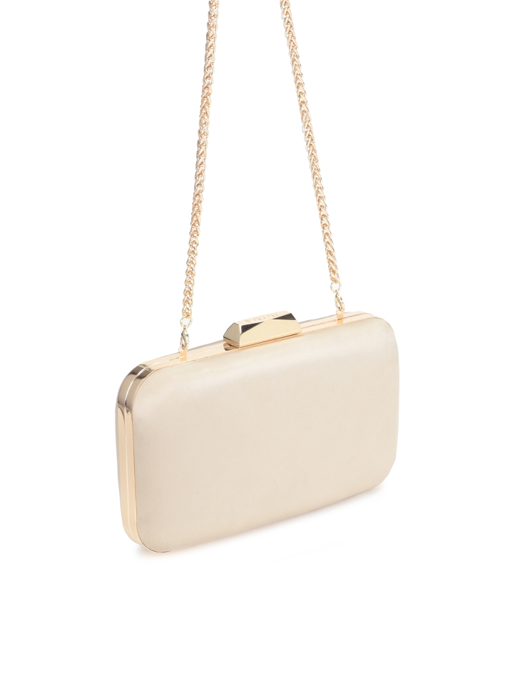 Borsa nuziale beige a forma di scatola rigida LOUISE