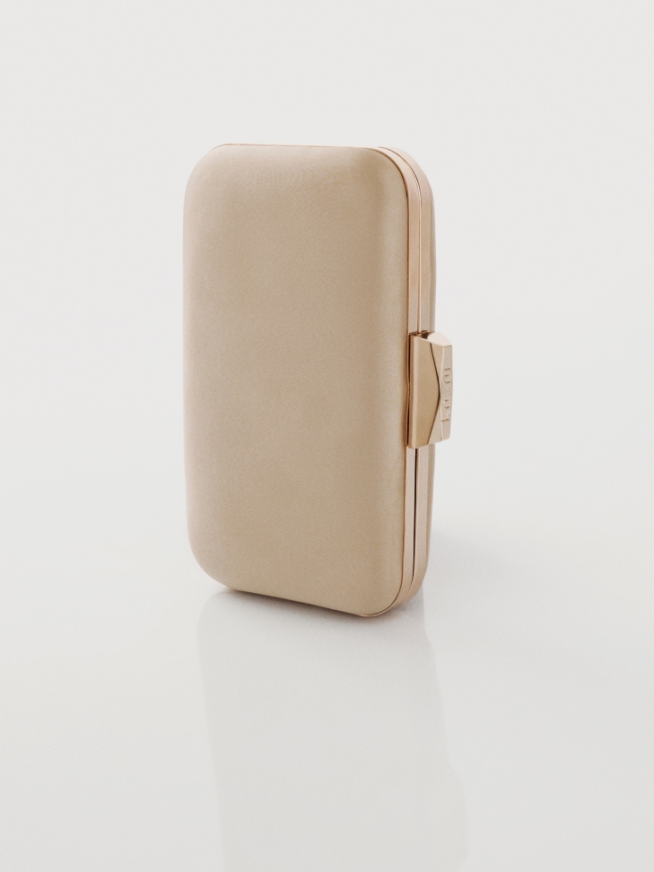 Borsa nuziale beige a forma di scatola rigida LOUISE