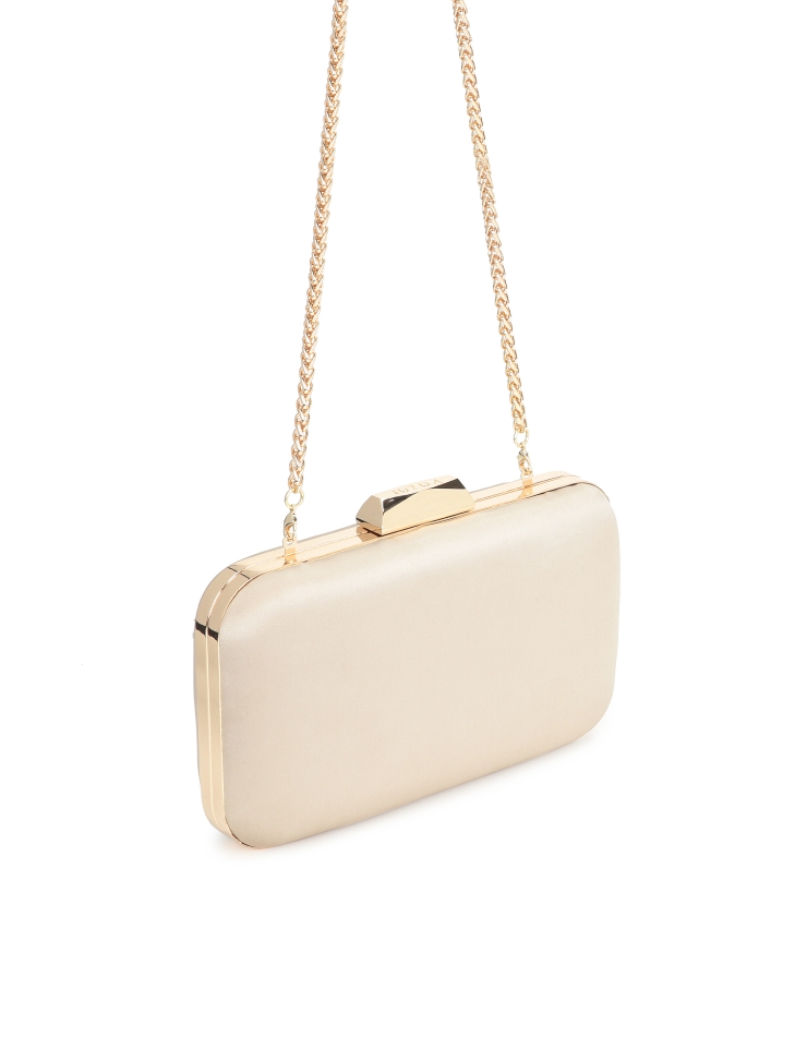 Borsa nuziale beige a forma di scatola rigida LOUISE