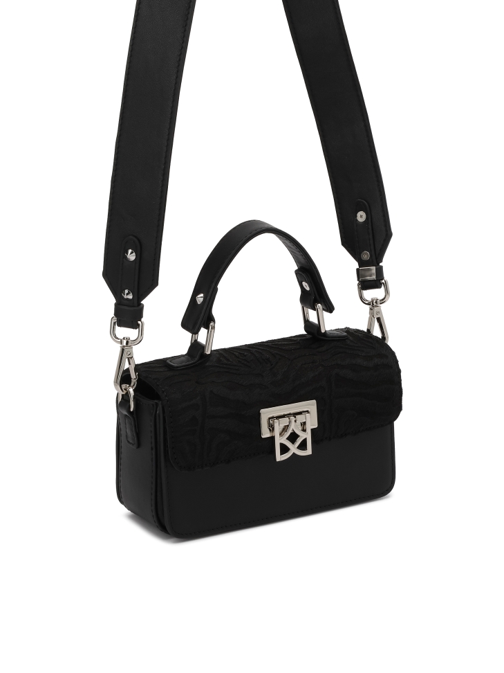 Borsa in setola nera con motivo zebrato SIDE