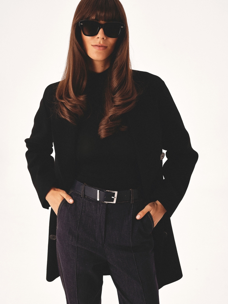 Cintura minimalista blu navy con fibbia argentata  KALMA