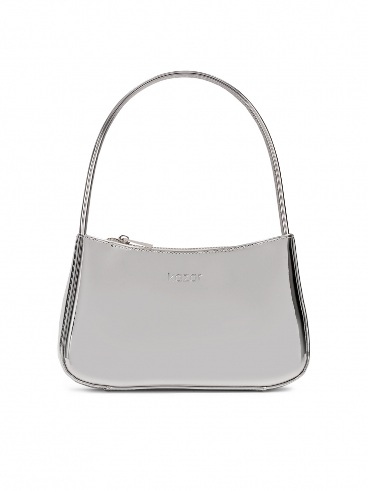 Borsa baguette in pelle argento TILDA