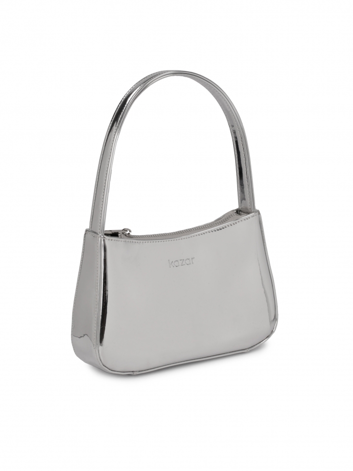 Borsa baguette in pelle argento TILDA