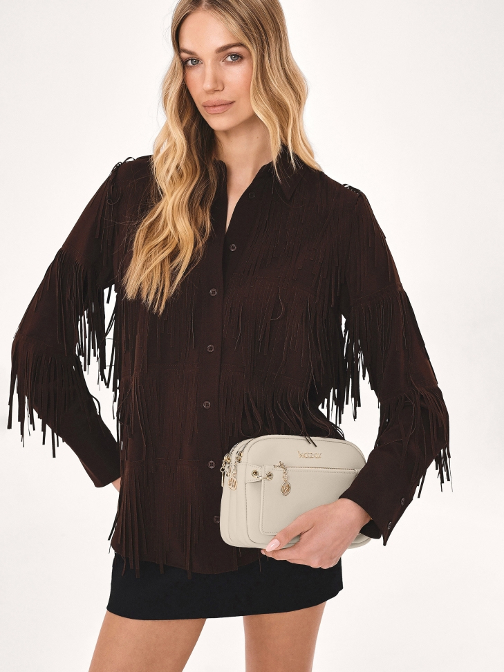 Borsetta a tre scomparti con cintura color crema RITA