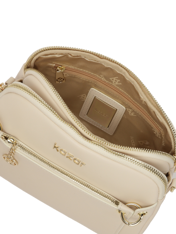 Borsetta a tre scomparti con cintura color crema RITA