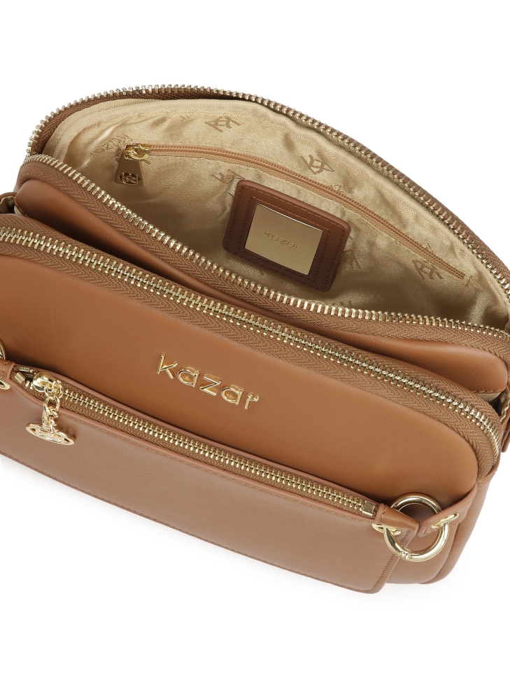 Borsa in pelle marrone chiaro con tracolla RITA