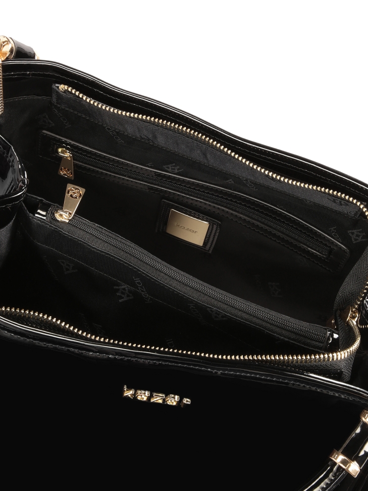 Borsa a tracolla in vernice con portachiavi JENNY