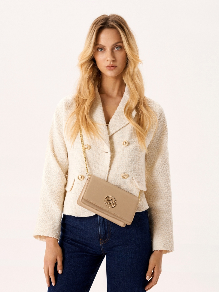 Borsa rettangolare in pelle con catena dorata POLI