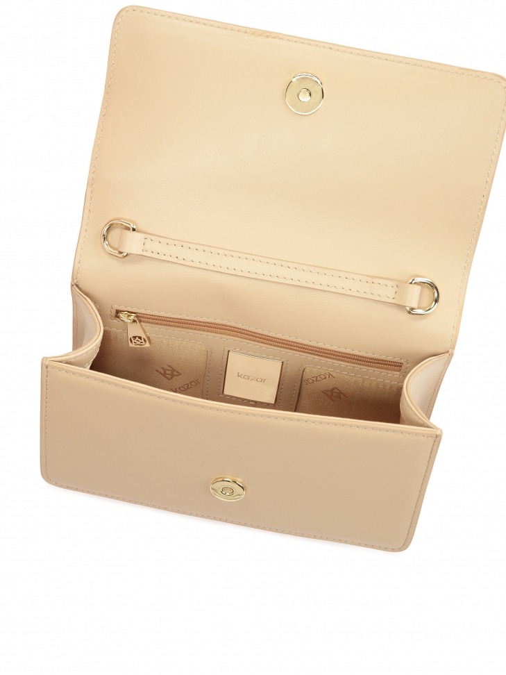 Borsa rettangolare in pelle con catena dorata POLI