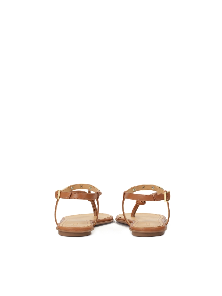 Sandali piatti in pelle marrone stile infradito FRIDAY