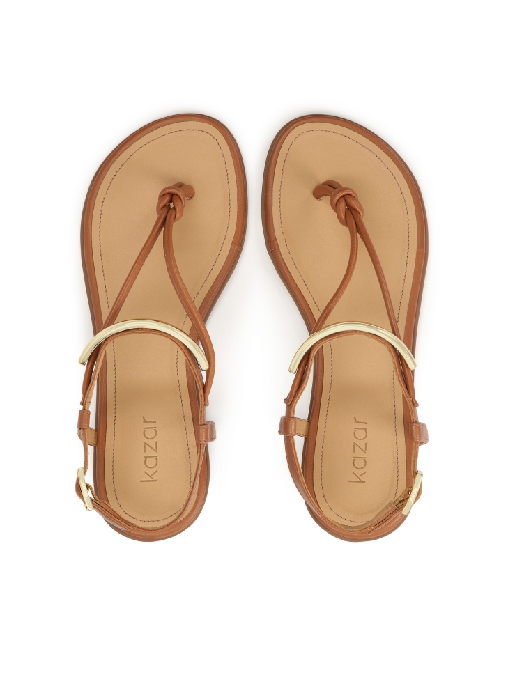 Sandali piatti in pelle marrone stile infradito FRIDAY