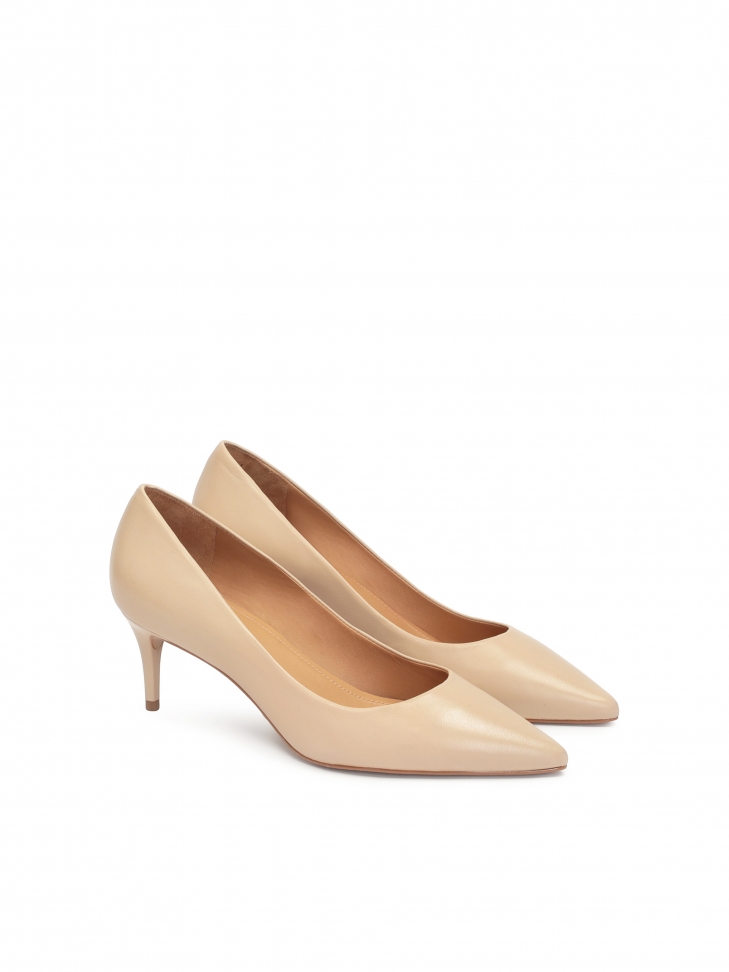 Décolleté in pelle con tacco basso STONE