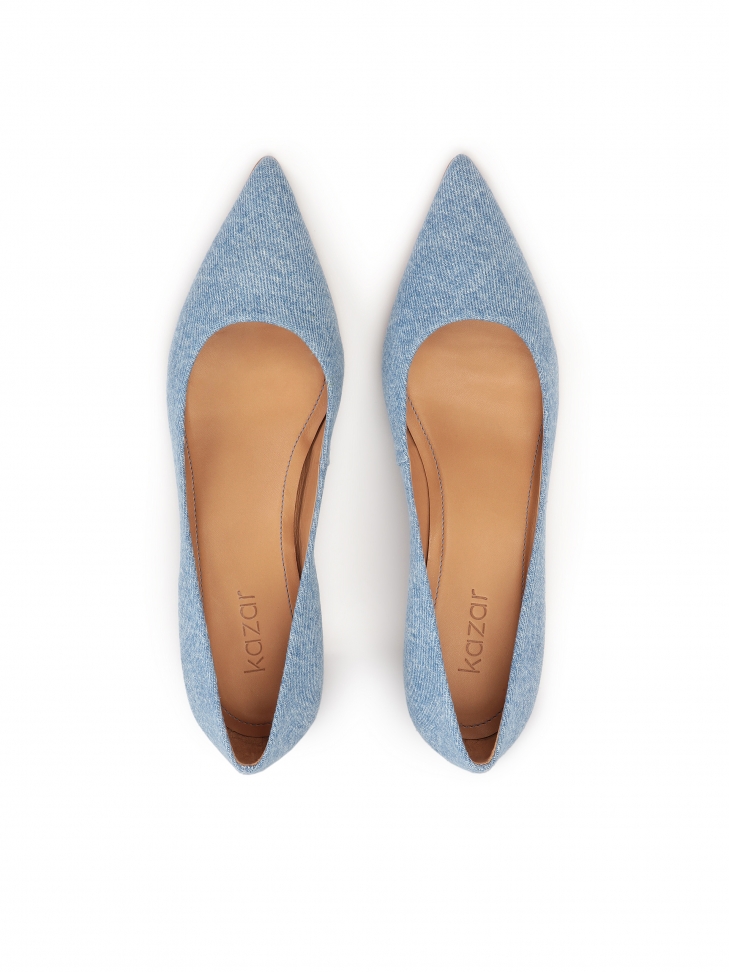 Décolleté in tessuto denim blu STONE