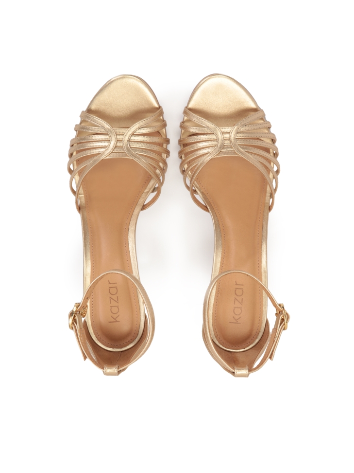 Sandali dorati con tacco pieno SANDY