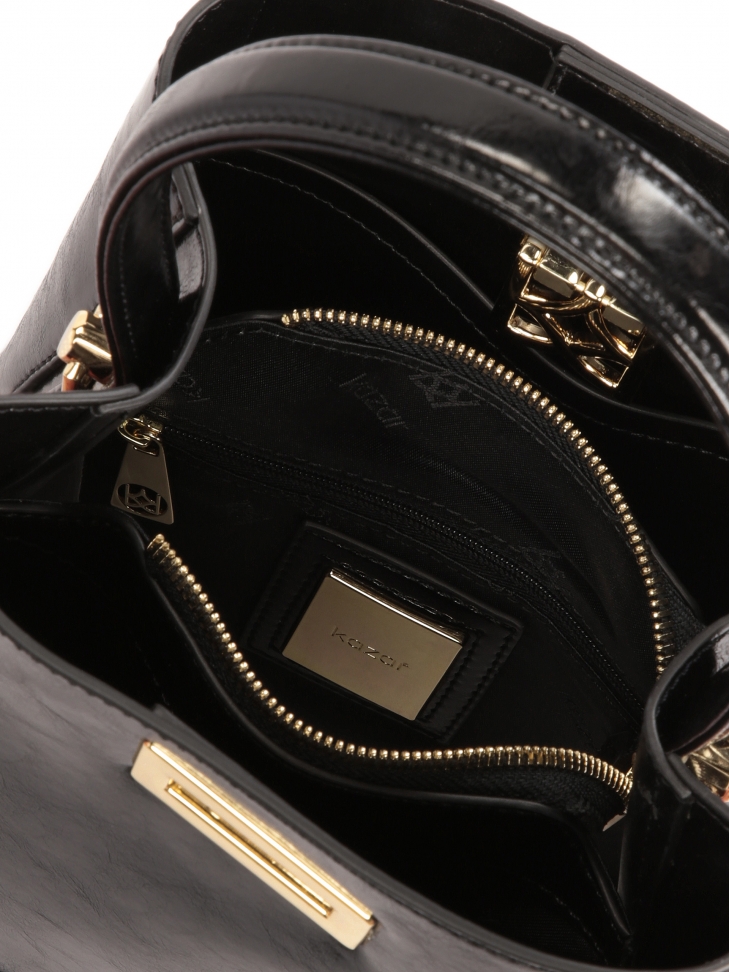 Elegante borsa in pelle nera pieno fiore  LAURIE S