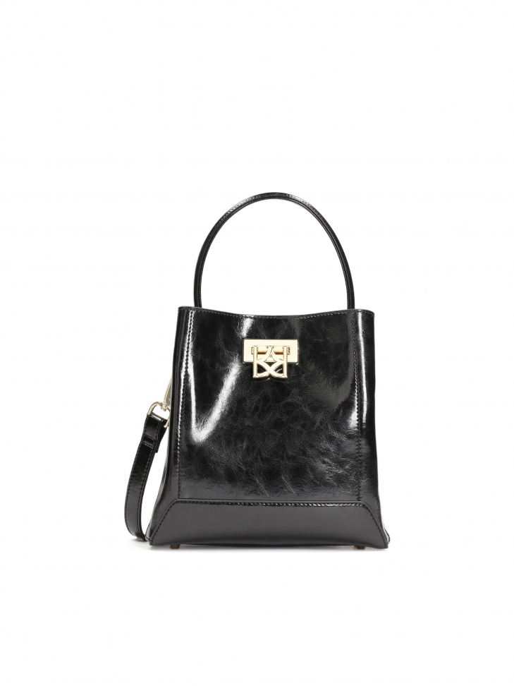 Elegante borsa in pelle nera pieno fiore  LAURIE S