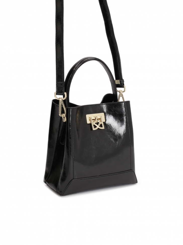 Elegante borsa in pelle nera pieno fiore  LAURIE S