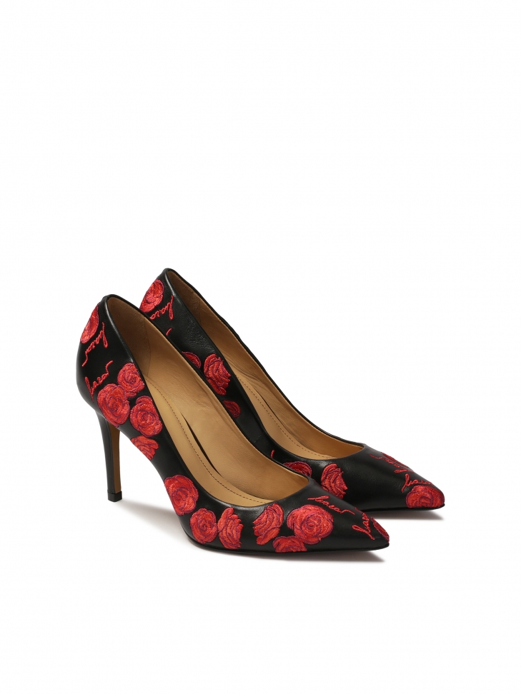 Décolleté nere con motivo floreale ricamato NEW PARIS