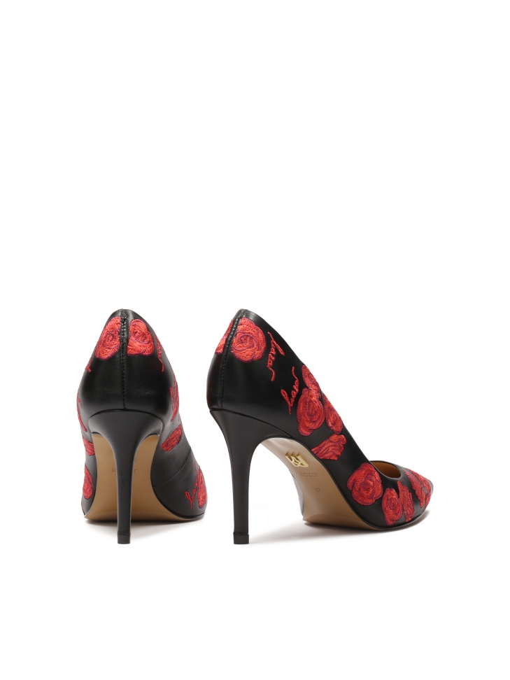 Décolleté nere con motivo floreale ricamato NEW PARIS