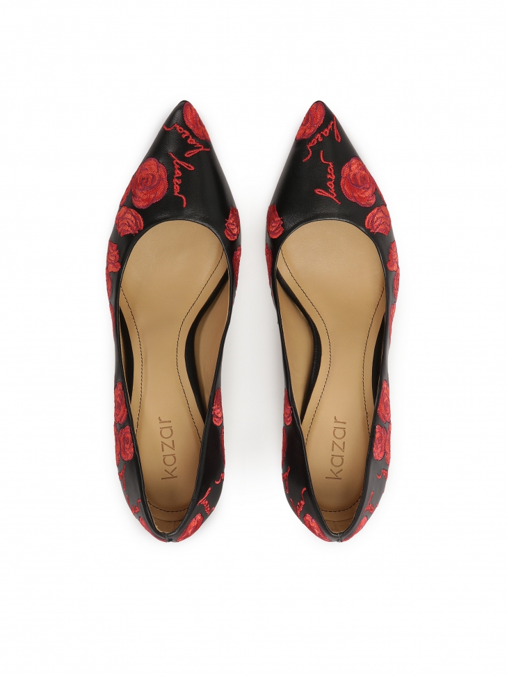 Décolleté nere con motivo floreale ricamato NEW PARIS