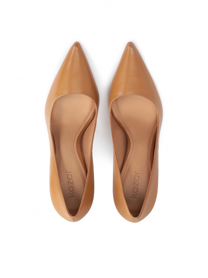 Stiletto in pelle marrone chiaro su un tacco elegante NEW BIANCA