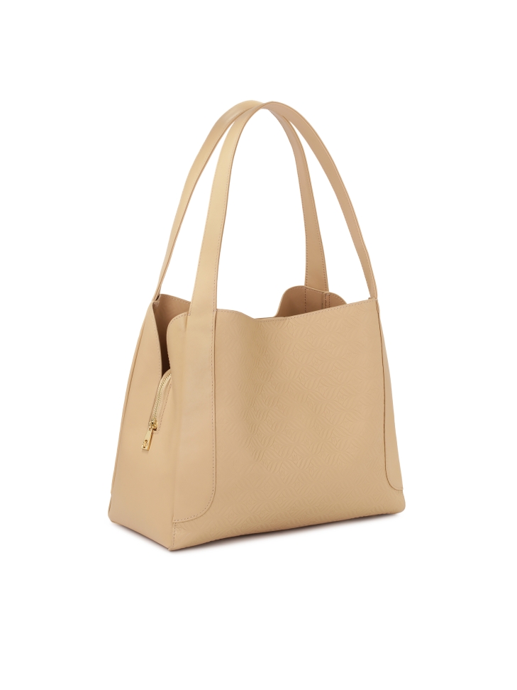 Borsa a tracolla beige dalla vestibilità ampia ANGE